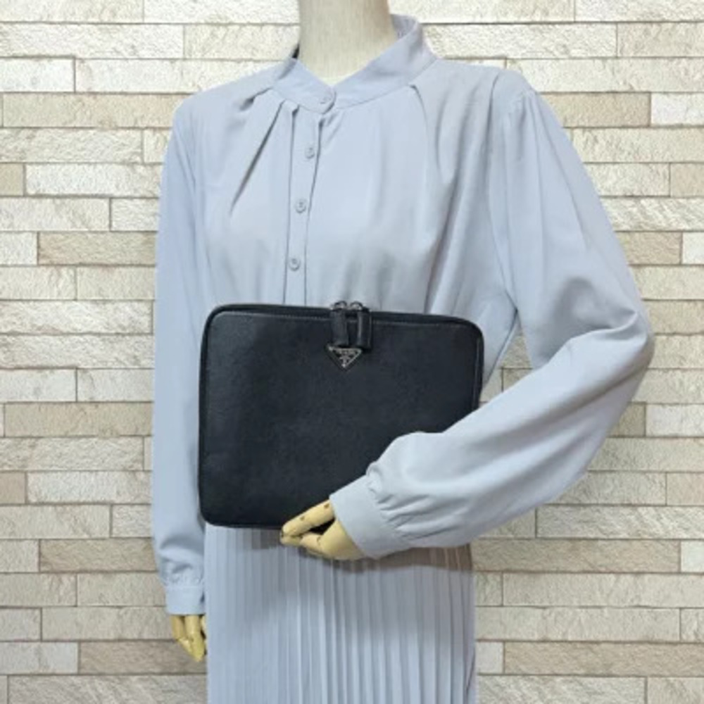 Prada Bag Clutch Black Saffiano Leather
